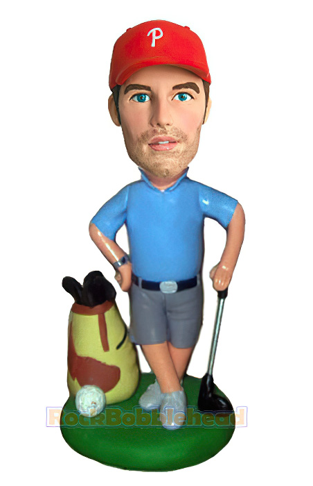 Golfer With Bag & Clubs Bobblehead