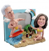 Beach Couple with Frame Bobblehead