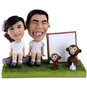 Lovers with Monkey Custom Bobblehead
